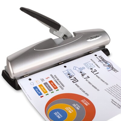 Swingline® LightTouch® High Capacity Desktop 2-7 Hole Punch, Low Force, 20 Sheet Capacity, Black/Silver (A7074030)