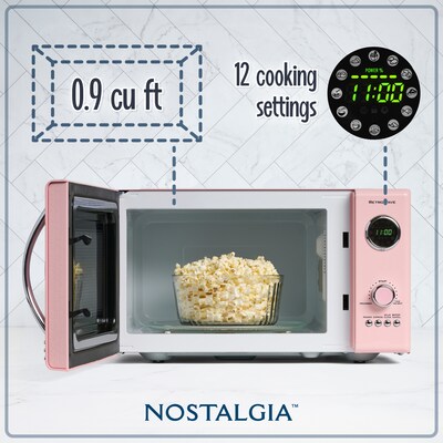 Nostalgia Retro 0.9 Cu. Ft. Countertop Microwave, Pink (NRMO9PK)