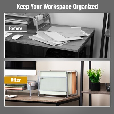 Mind Reader Metal File Organizer, Silver (BOXFILE-SIL)