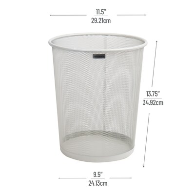Mind Reader Metal Mesh Trash Can Without Lid, 4.4 Gallon, White, 2/Pack (2CIRGA-WHT)