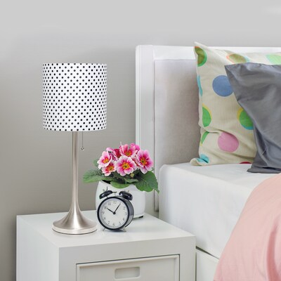 Creekwood Home Modern Glam 21.25" LED Table Lamp, Brushed Nickel/Polka Dot (CWT-1006-BD)