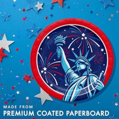 Say Hooray! Lady Liberty Fourth of July Disposable Paper Plates and Napkins Set, 48/Pack (DTC9636E2G)