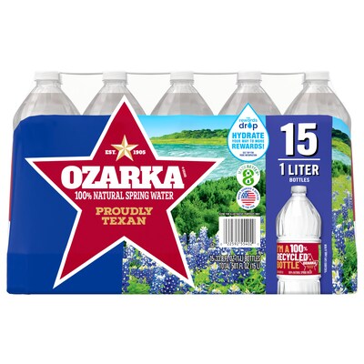 Ozarka 100% Natural Spring Water, 33.8 oz., 15 Bottles/Carton (11475188)
