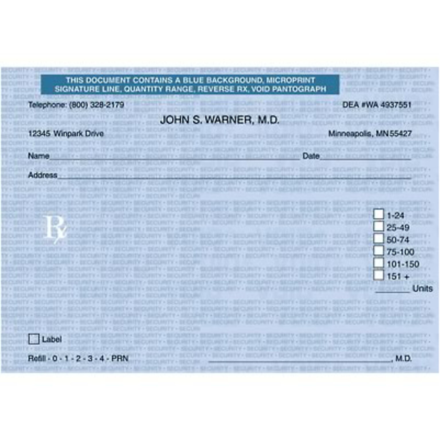 Medical Arts Press® Copy-Proof Rx Blanks, Single Sheet Pads