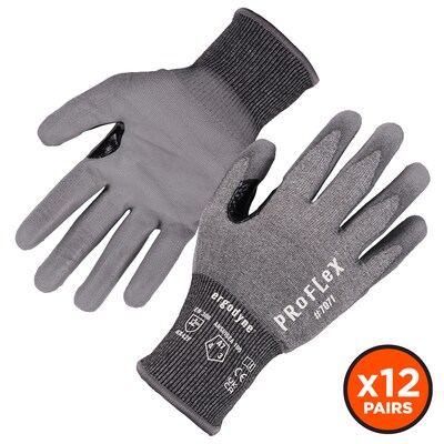 Ergodyne ProFlex 7071 PU Coated Cut-Resistant Gloves, ANSI A7, Gray, Large, 12 Pair (18064)