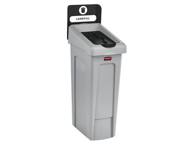 Rubbermaid Slim Jim Single-Stream Recycling Station, 23 Gallon, Gray/Black (2185053)