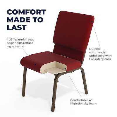 Flash Furniture HERCULES Series Fabric Stacking Church Chair, Burgundy/Gold Vein Frame (XCH60096BY)