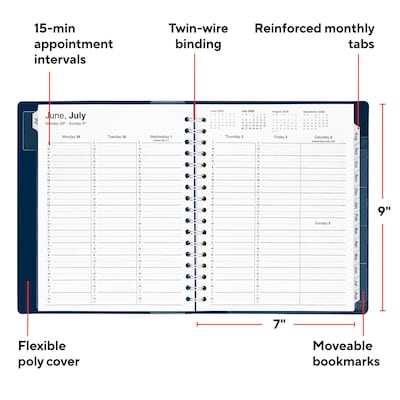 2026–2027 Staples 7 x 9 Academic Weekly and Monthly Appointment Book, Navy (ST60360-27)