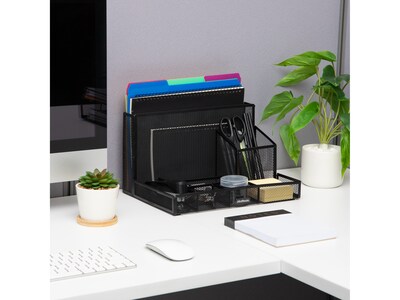 Mind Reader 8-Compartment Metal Mesh Desk Organizer and Office Supplies, Black (DORGSET-BLK)