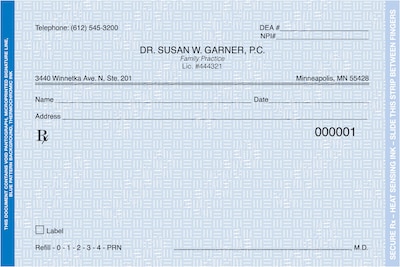 Medical Arts Press® Single Copy Rx Blanks, Horizontal, Alter-Proof