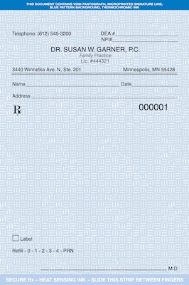 Medical Arts Press® Single Copy Rx Blanks; Vertical, Alter-Proof