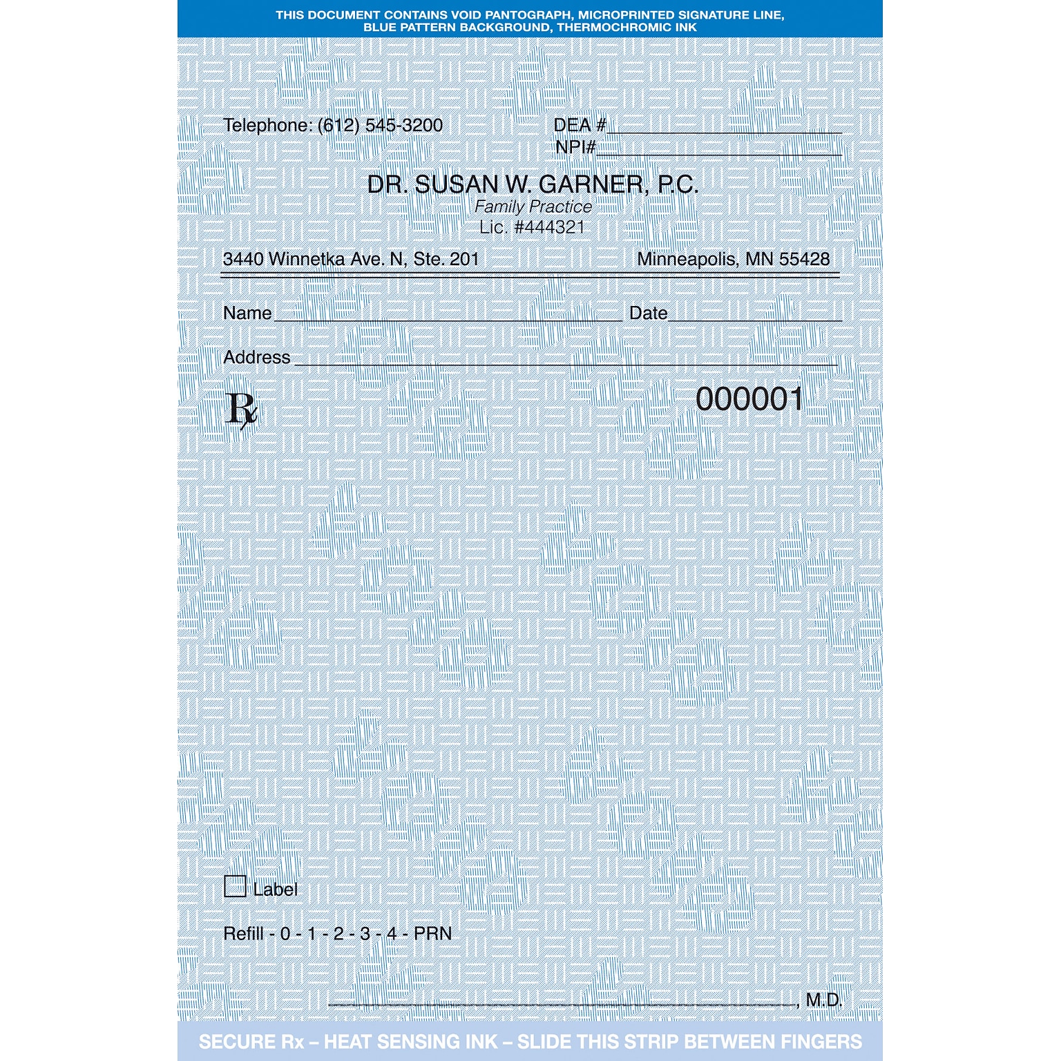 Medical Arts Press® Single Copy Rx Blanks; Vertical, Alter-Proof