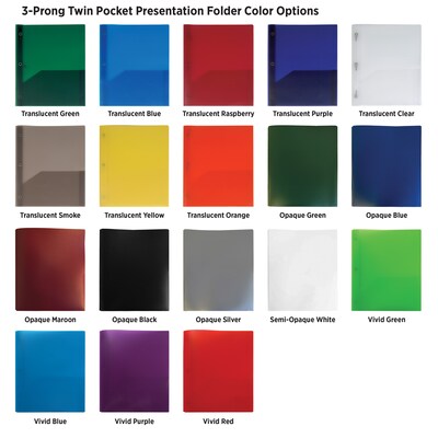 One Color Imprint Polypropylene Three Prong Twin Pocket Presentation Folder