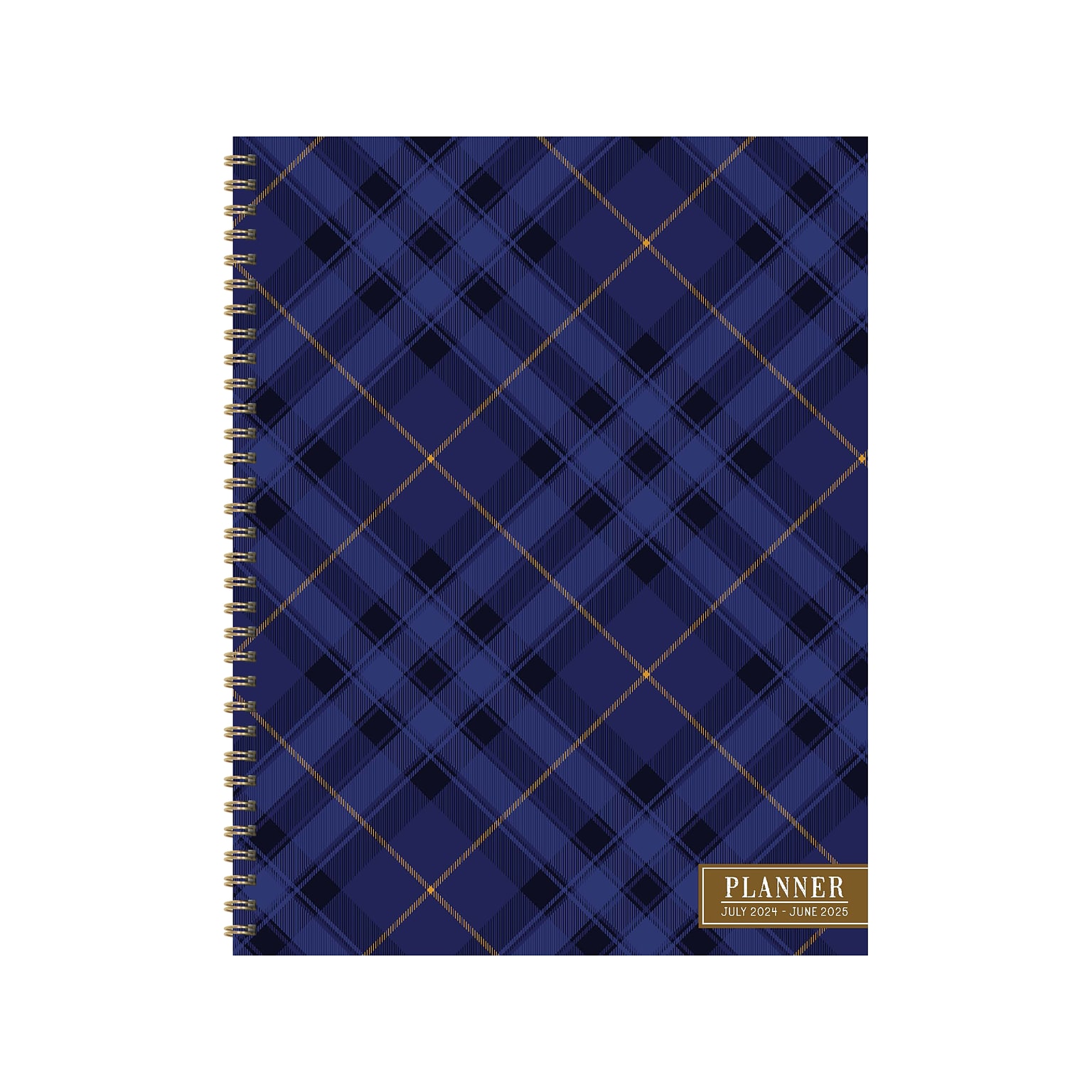 2024-2025 TF Publishing Bibliophile Series Royal Tartan 9 x 11 Academic Weekly & Monthly Planner, Paper Cover, Blue/Yellow