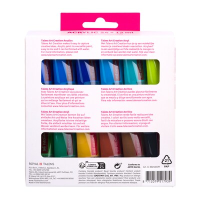 Talens Art Creation Acrylic Paint, Assorted Colors, 12mL, 24/Set (TLN9021824M)
