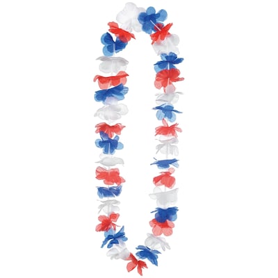 Party City 40 Flower Leis, Red/White/Blue, 6/Pack (AM310228)