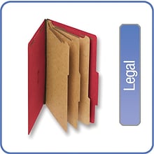 Quill Brand® 2/5-Cut Tab Pressboard Classification File Folders, 3-Partitions, 8-Fasteners, Legal, R