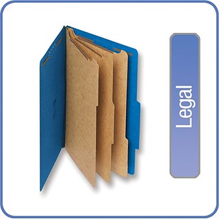 Quill Brand® 2/5-Cut Tab Pressboard Classification File Folders, 3-Partitions, 8-Fasteners, Legal, B