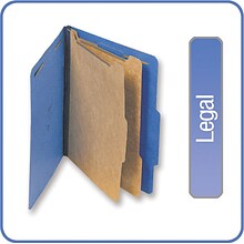Quill Brand® 2/5-Cut Tab Pressboard Classification File Folders, 2-Partitions, 6-Fasteners, Legal, B