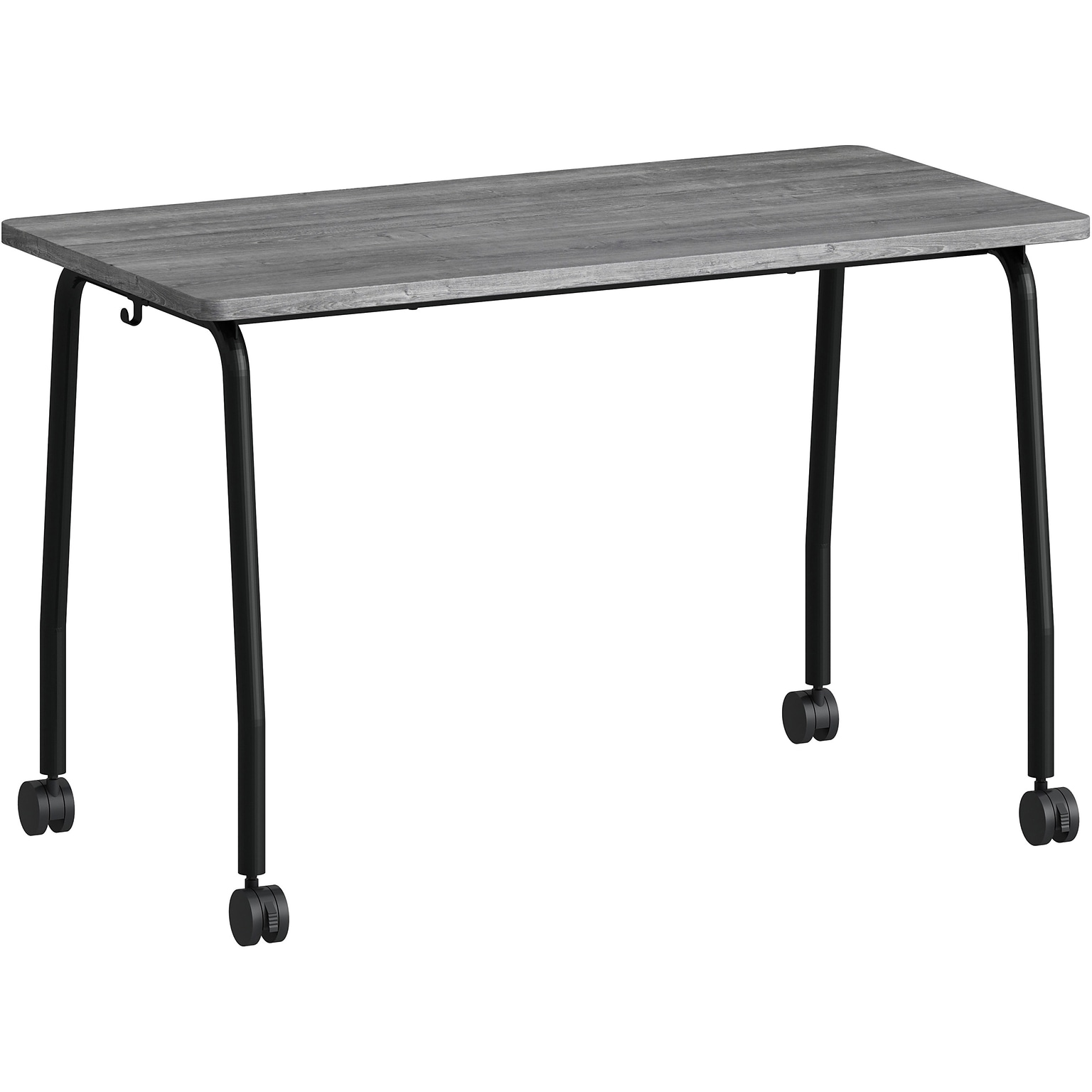 Lorell 23.63W x 29.5D Training Room Table with Wheels, Laminate, Weathered Charcoal (LLR60845)