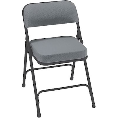 National Public Seating 2 Thick Padded Fabric Upholstered Folding Chair; Grey