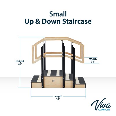 Viva Comfort Physical Therapy Non-slip Staircase with Safety Handles, 500 lbs. Capacity, Natural Wood (ADI906-01-MK)