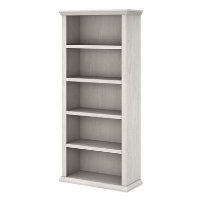 Bush Furniture Yorktown 67H 5-Shelf Bookcase with Adjustable Shelves, Linen White Oak Laminated Woo