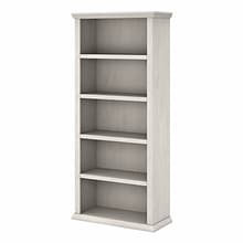 Bush Furniture Yorktown 67H 5-Shelf Bookcase with Adjustable Shelves, Linen White Oak Laminated Woo