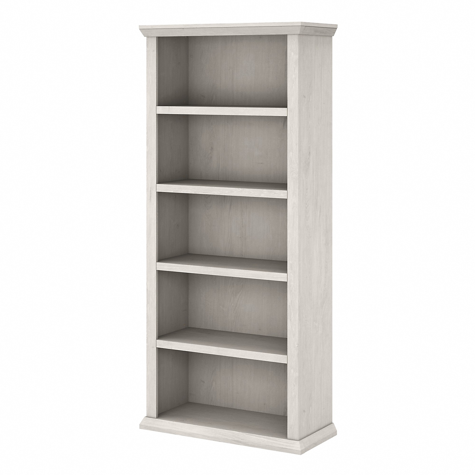 Bush Furniture Yorktown 67H 5-Shelf Bookcase with Adjustable Shelves, Linen White Oak Laminated Wood (WC40466-03)