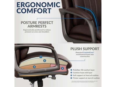 La-Z-Boy Nova Ergonomic Polyurethane Swivel Executive Chair, Brown (52372-BRN)