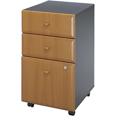 Bush Business Furniture Cubix® Collection in Natural Cherry Finish; 3-Drawer File, Ready to Assemble