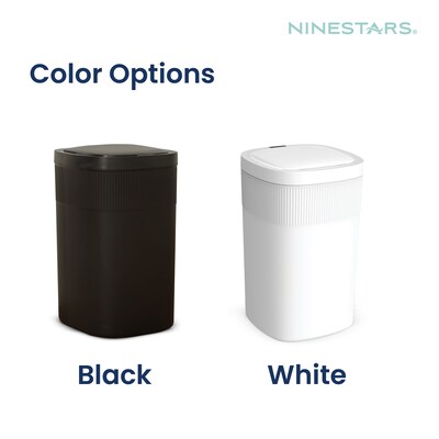 NineStars Plastic Indoor Automatic Sensor Trash Can Set, 13 Gallons & 3.2 Gallons, White, (CB-DZT-50-36/12-36WH)