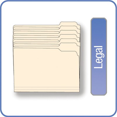 Quill Brand® Right Position File Folders, 1/3-Cut, Legal,  Manila, 100/Box (730045)