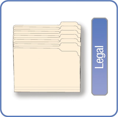 Quill Brand® Right Position File Folders, 1/3-Cut, Legal,  Manila, 100/Box (730045)