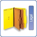 Quill Brand® 2/5-Cut Pressboard Classification Folders with Pockets, 2-Partitions, 6-Fasteners, Lega