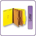 Quill Brand® 2/5-Cut Pressboard Classification Folders with Pockets, 2-Partitions, 6-Fasteners, Letter, Yellow, 15/Box (736038)
