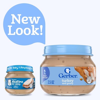 Gerber Turkey and Gravy Puree Baby Food Jar, 2.5 oz., 10 /Pack (220-02581)