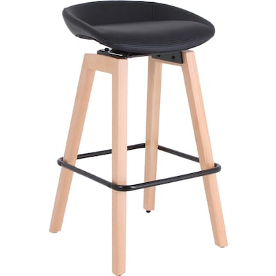 Lorell Polyurethane/Wood Modern Low-Back Stool, Black (LLR68563)