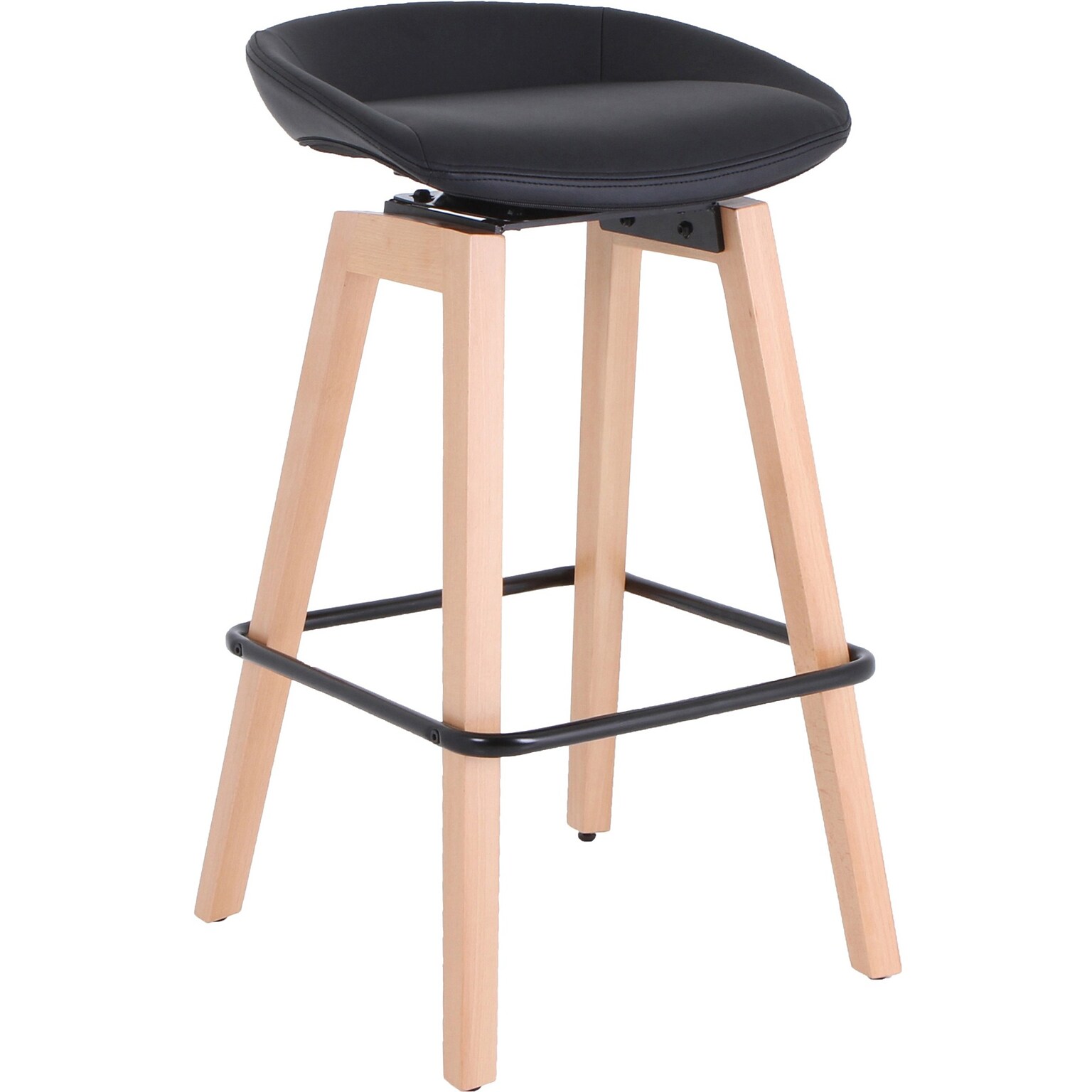 Lorell Polyurethane/Wood Modern Low-Back Stool, Black (LLR68563)