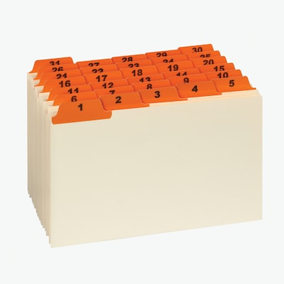 Oxford Laminated Tab Daily Index Card Guides, 5" x 8", Manila, 31/Set (OXF05832)