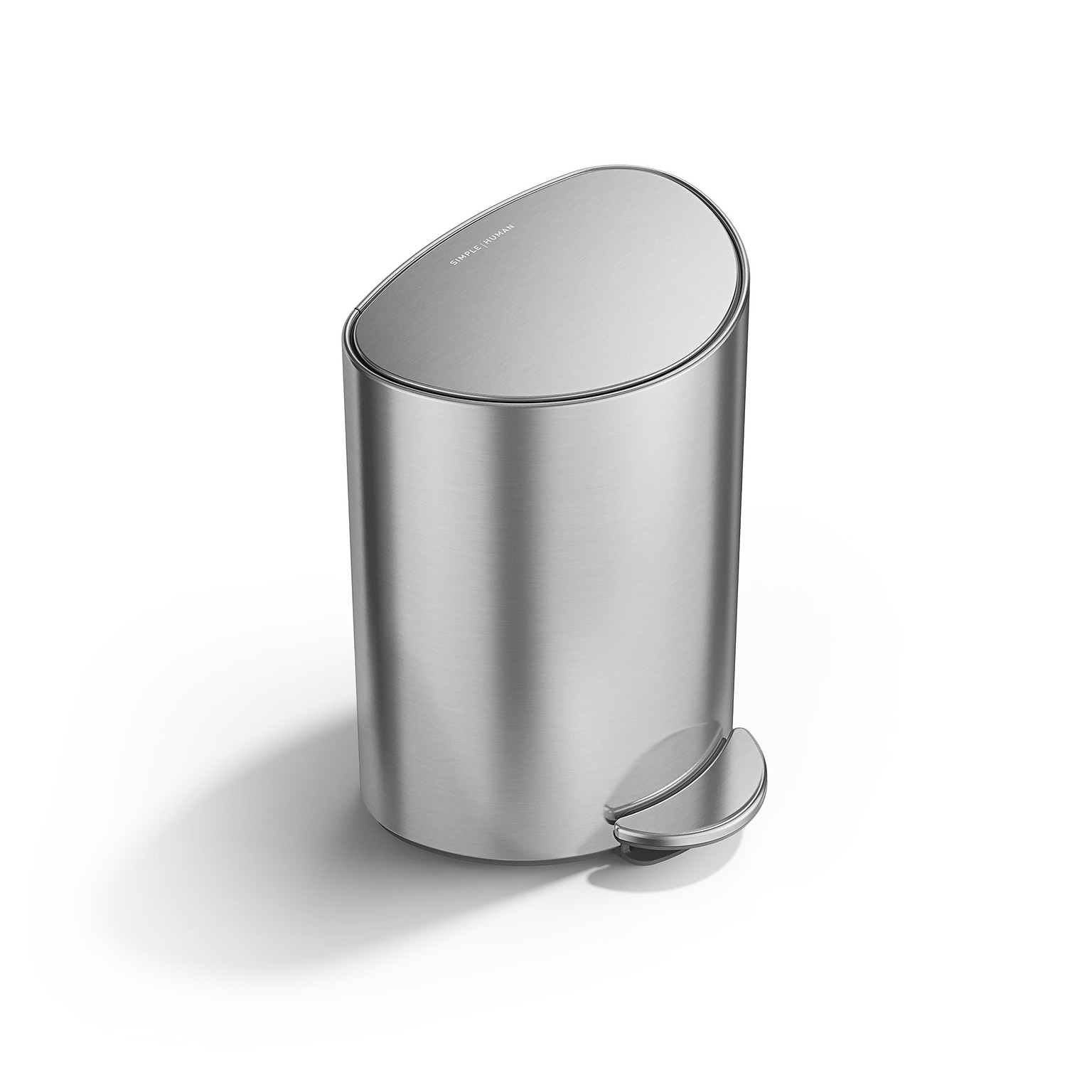 simplehuman 6L Semi-Round Can with Liner Pocket, Brushed Stainless Steel, Indoor Step Trash Can, 1.6 Gallons (CW2106)