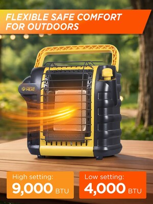 Commercial Heat 9000 BTU Portable Outdoor Radiant Propane Patio Heater, Yellow (CHP9000Y)