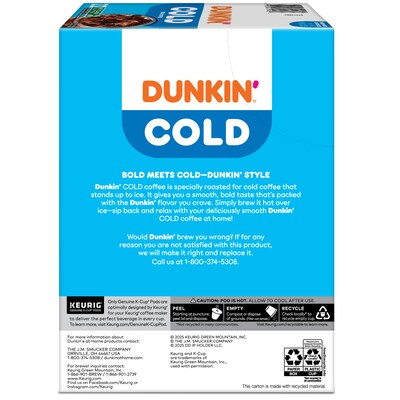 Dunkin' Cold Iced Coffee Keurig® K-Cup® Pods, Medium Dark Roast, 88/Carton (5000369251CT)