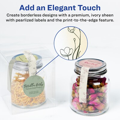 Avery Pearlized Ivory Decorative Edge Multipurpose Labels, 1.5 x 4, Ivory, 80/Pack (94116)