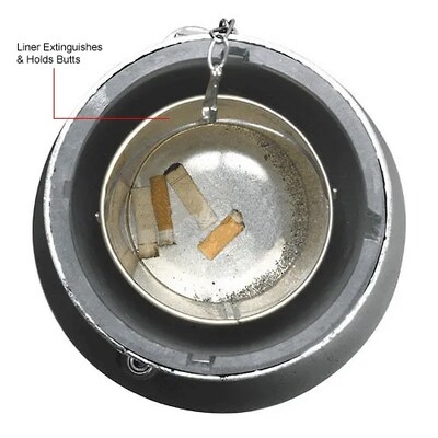 Global Industrial Aluminum Outdoor Ashtray, 4/9 Gallon, Black (652403)