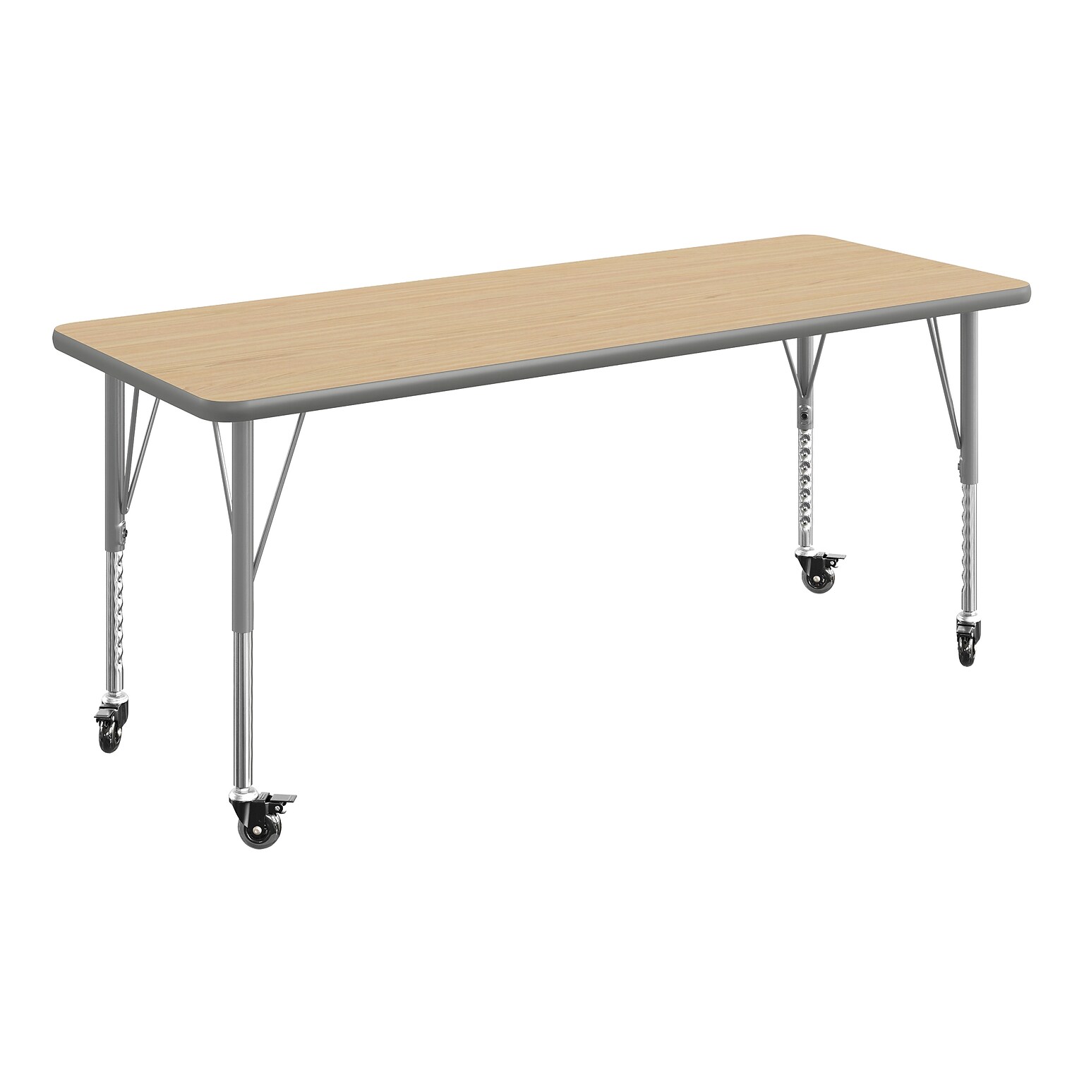 Flash Furniture Wren Rectangular Activity Table, 60 x 24, Height Adjustable, Light Natural Top/Silver Frame (XUA2460RECLNTPC)