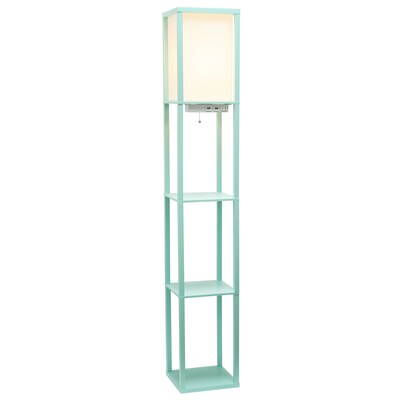 Simple Designs Etagere Organizer 62.5" Floor Lamp with Rectangular Shade, Aqua (LF1037-AQU-CCLB)