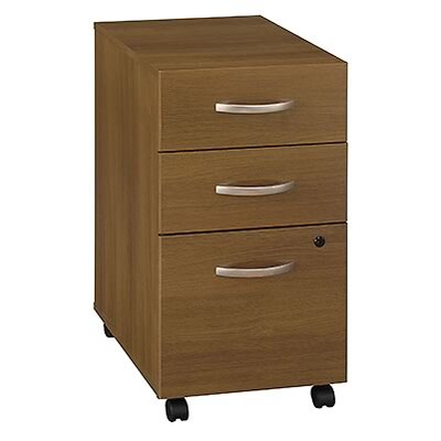 Bush Business Furniture Corsa Collection in Warm Oak Finish; 3-Drawer Pedestal File, Pre-Assembled