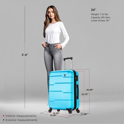 DUKAP Rodez 24 Hardside Suitcase, 4-Wheeled Spinner, TSA Checkpoint Friendly, Light Blue (DKROD00M-LBL)