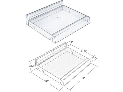 Azar 2.63" x 12" Pegboard 8-Compartment Cosmetic Tray, Clear, 2/Pack (225830-8COMP-CLR-2PK)
